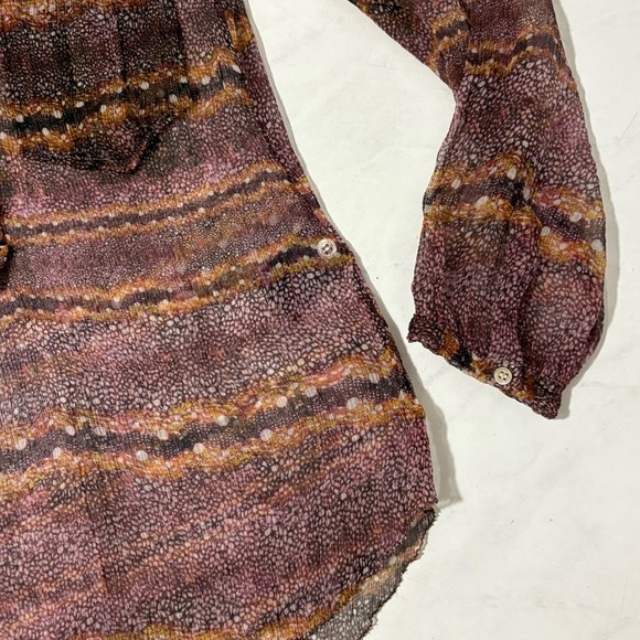 Isabel Marant Etolie Burgundy 100% Silk Sheer Blouse Size 36 Lightweight Luxury - Picture 6 of 8